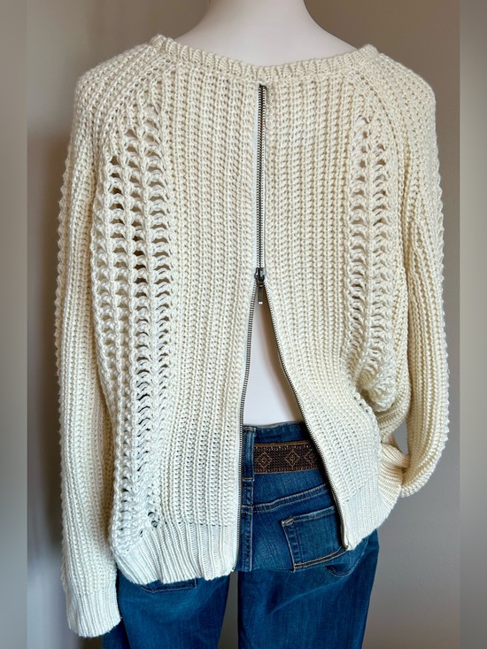 California Moonrise Sweaters - California Moonrise Cream Pullover Knit w. Back Zipper Detail.